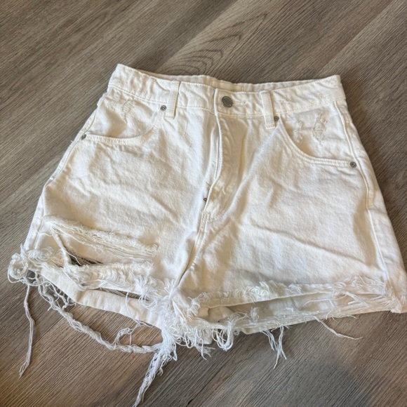 Rolla's Duster High Rise Slim Denim Shorts White Distressed - Picture 2 of 7